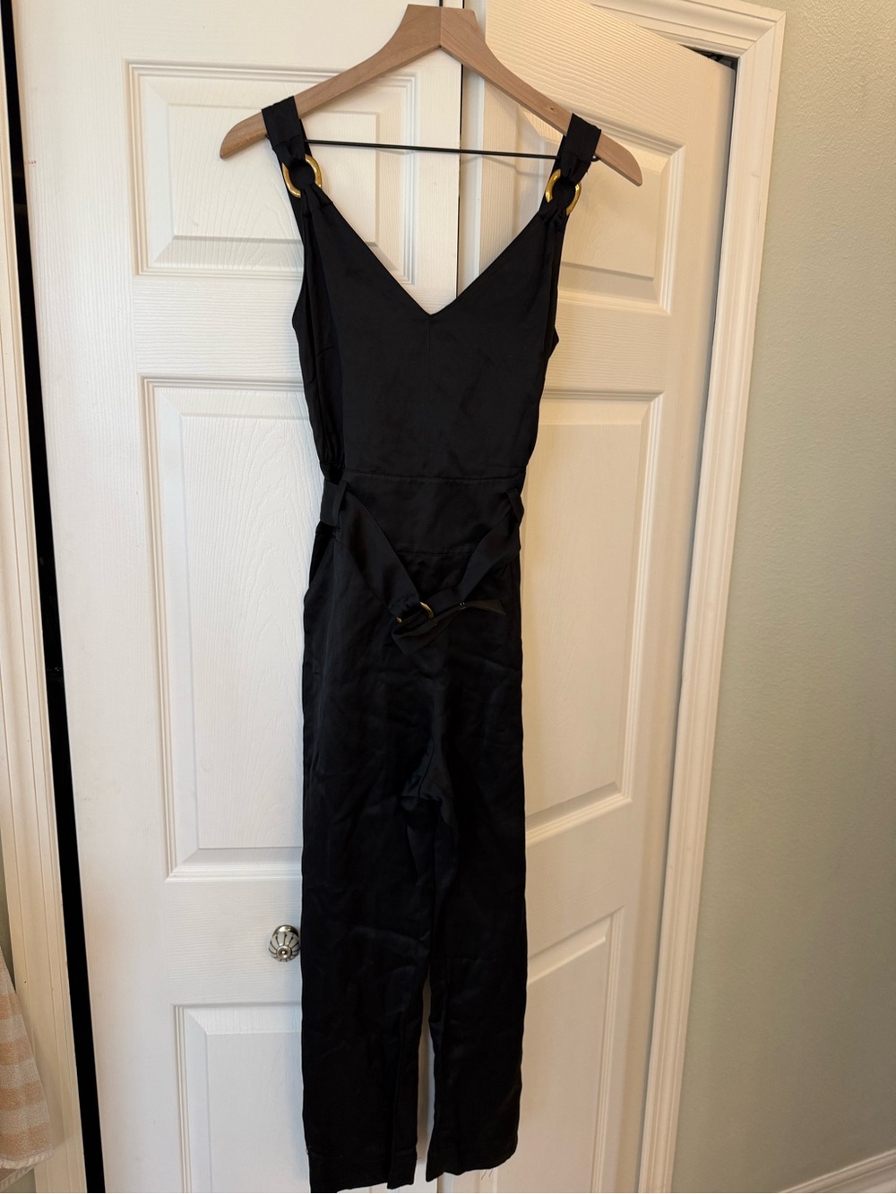 Derek Lam 10 Crosby Belted Linen Viscose Jumpsuit Black Size 00 Soft Luxe - Picture 5 of 12